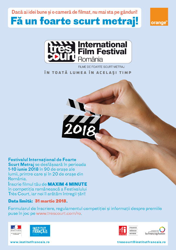 Înscrieri pentru Très Court - Festivalul internațional de filme de foarte scurt metraj